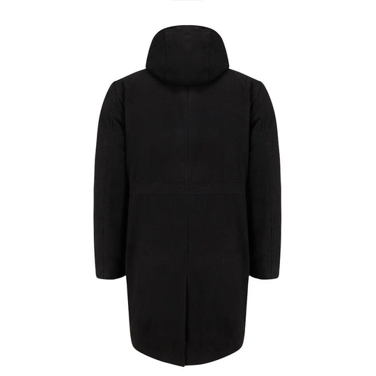 Maddox Black hooded long wool coat