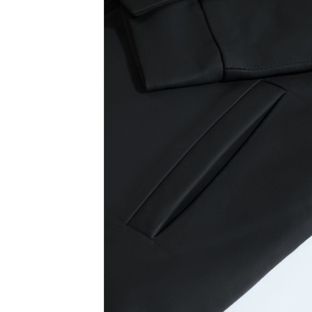 Zane matte black collared leather jacket