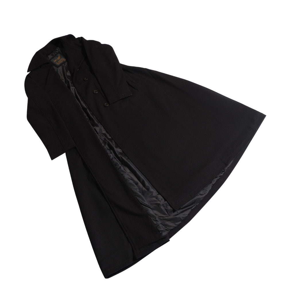 Kaia Black Long wool Trench coat