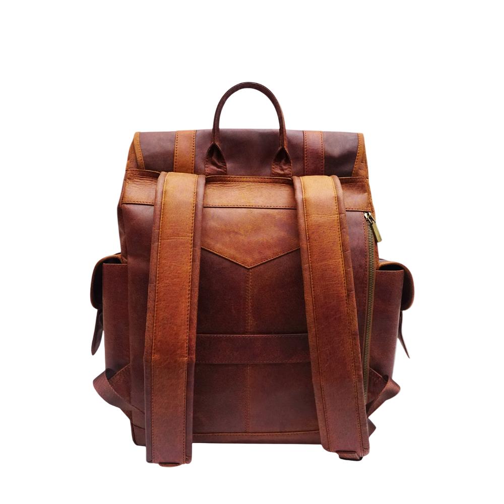 Cognac Brown Leather Backpack