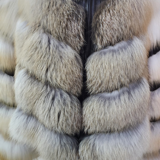 Women's Natural golden island fur hooded jacket