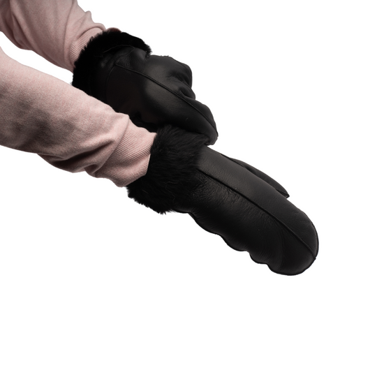 Black Sheepskin Mittens