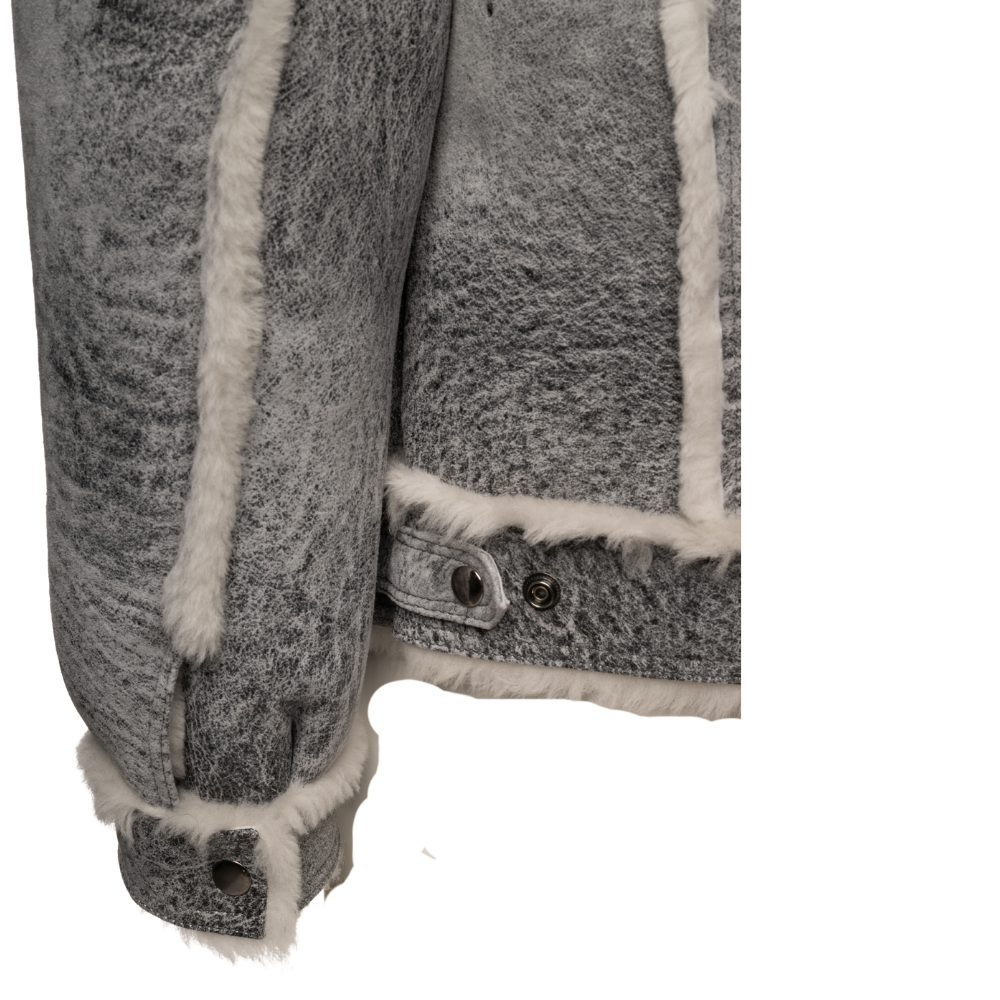 Aiden's Distressed Grey Shearling Trucker Jacket