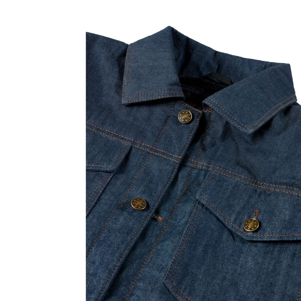 Julian blue denim motorcycle jacket with kevlar lining