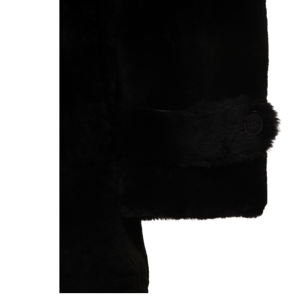 Peyton Black Mouton Shearling coat with Fox fur