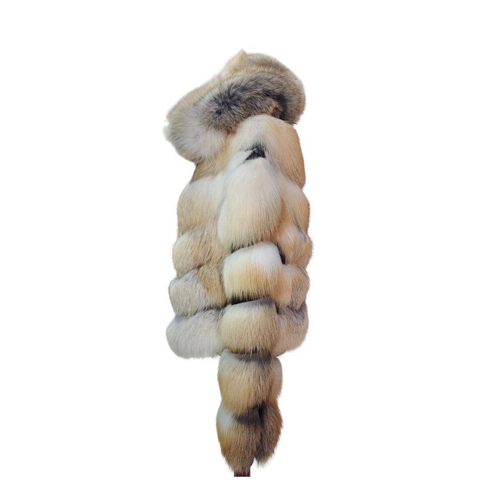 Women's Natural golden island fur hooded jacket