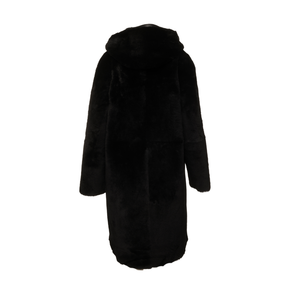 Avalon black oversize Reversible Sheepskin long coat