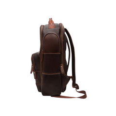 Dark Brown Leather Travel Backpack