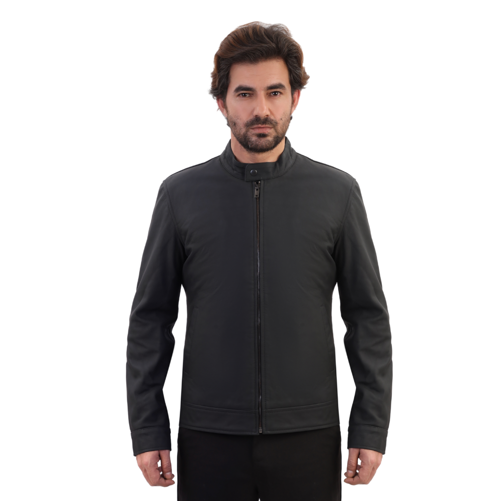 Tory matte black cafe racer jacket