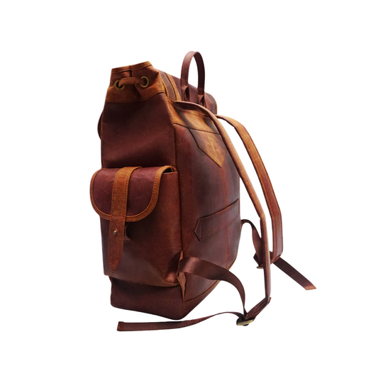 Cognac Brown Leather Backpack