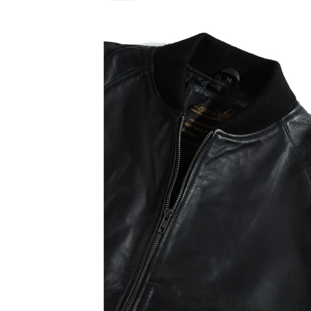 Black bomber style ribbed jacket