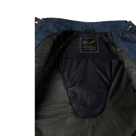 Julian blue denim motorcycle jacket with kevlar lining