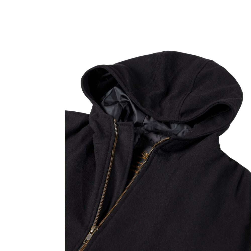 Maddox Black hooded long wool coat