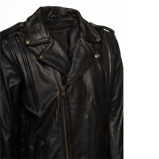 Flint Black double rider Motorcycle leather jacket