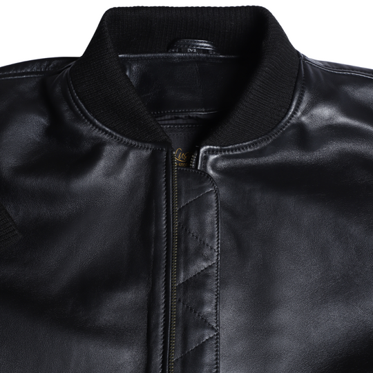 Navea Women's Black Bomber Leather Jacket