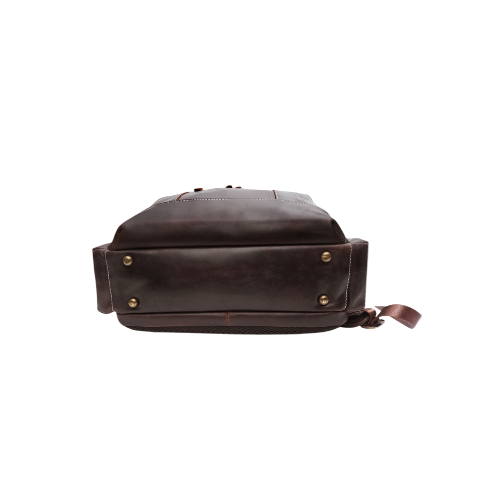 Dark Brown Leather Travel Backpack