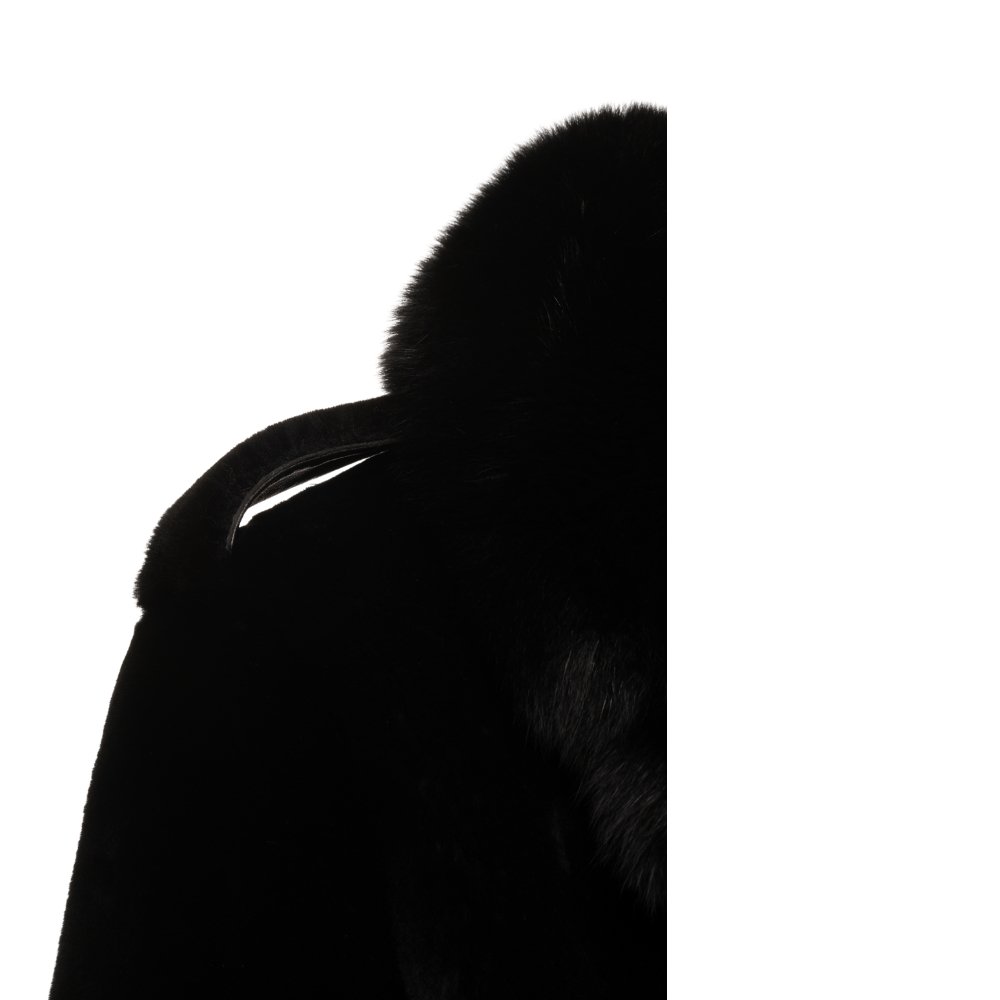 Peyton Black Mouton Shearling coat with Fox fur