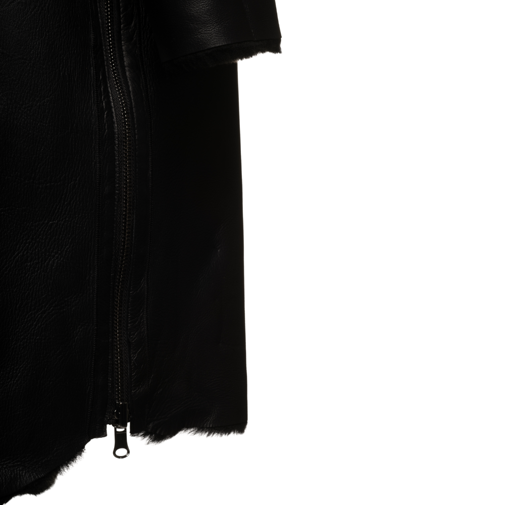 Avalon black oversize Reversible Sheepskin long coat
