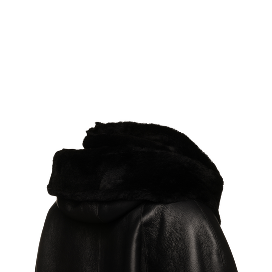 Avalon black oversize Reversible Sheepskin long coat