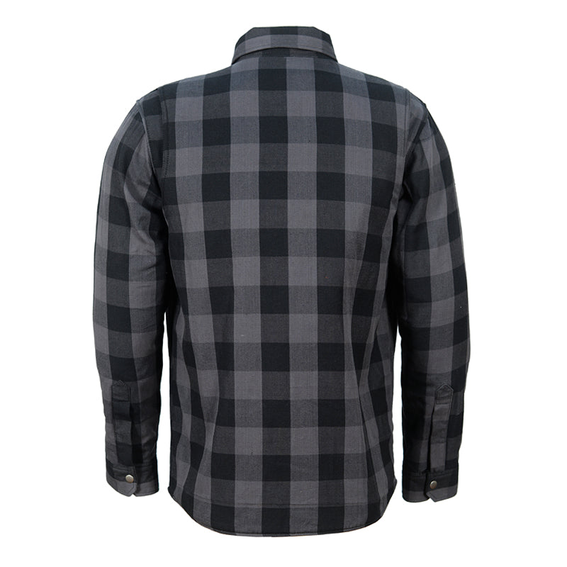 Grey armored motorcycle riding flannel shirt – Lusso Leather
