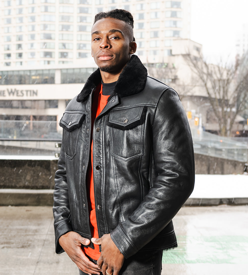 Sherpa Trucker Jacket Outfit Sherpa Black Denim Jacket Mens Denim