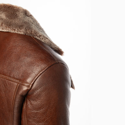 Dashiell brown trucker shearling jacket