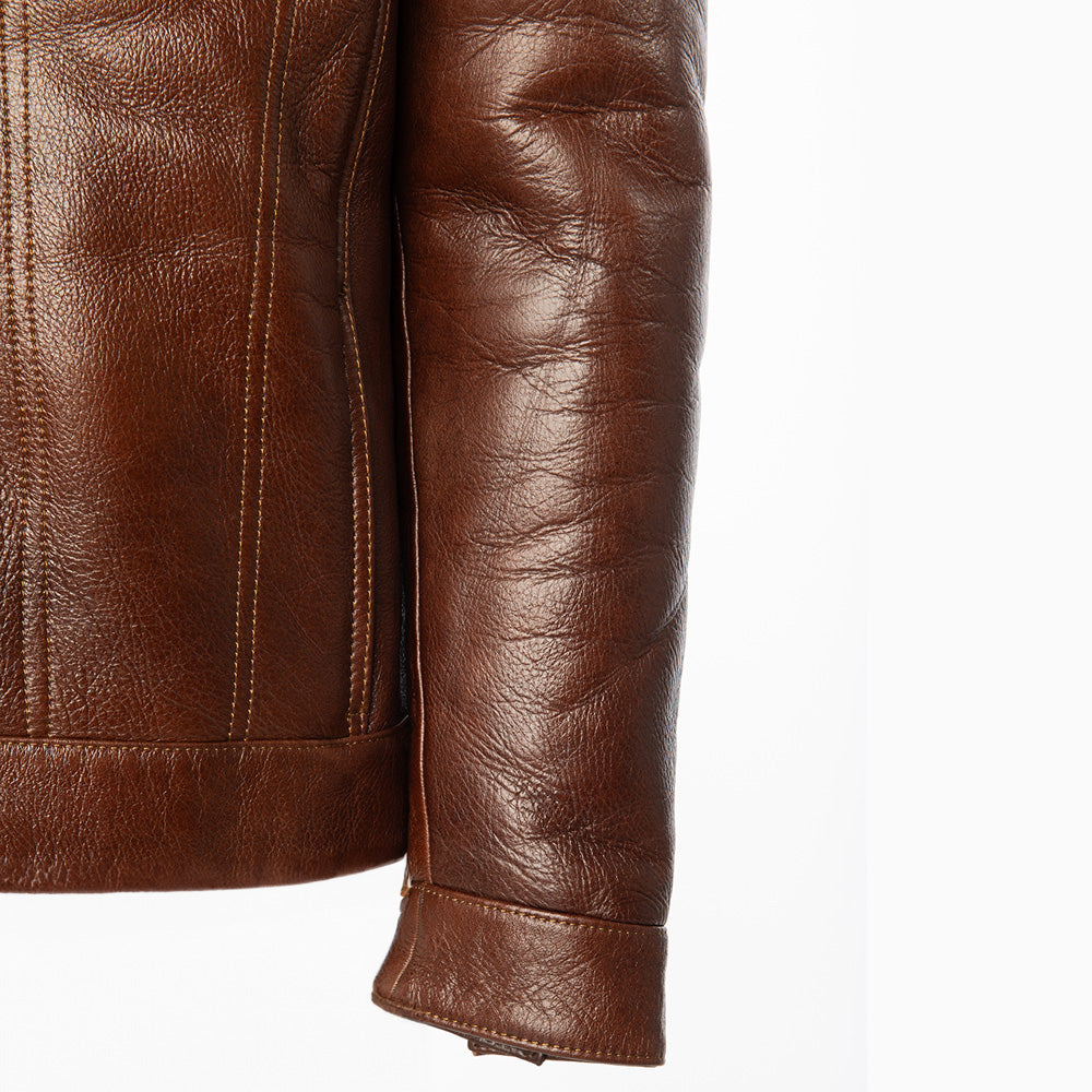 Dashiell brown trucker shearling jacket