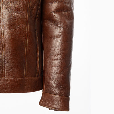 Dashiell brown trucker shearling jacket