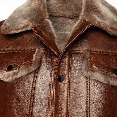 Dashiell brown trucker shearling jacket