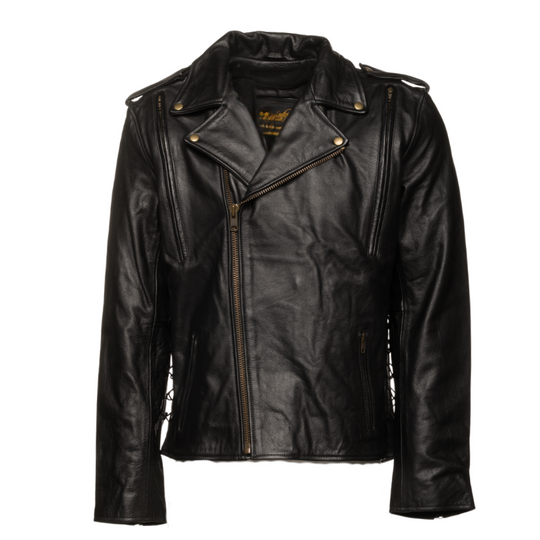 Flint Black double rider Motorcycle leather jacket