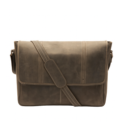 Men's brown leather laptop messenger bag