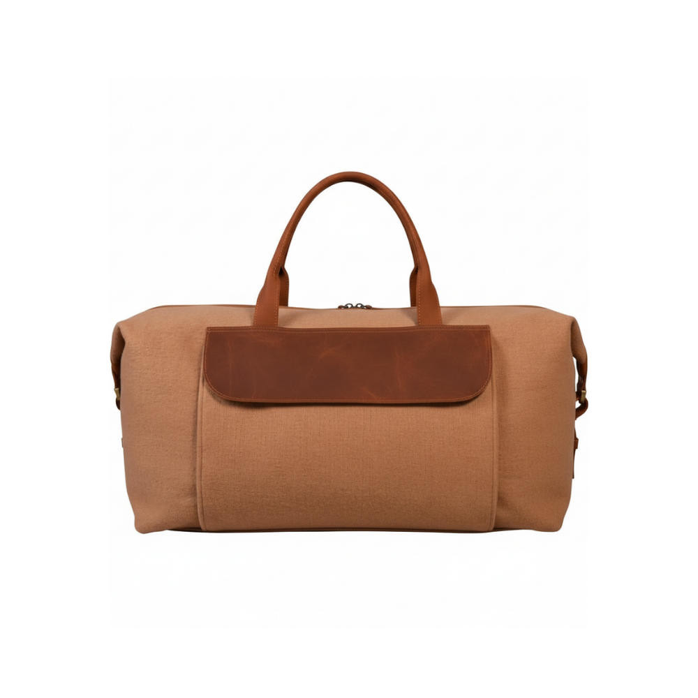 Meza's wool duffel bag with Leather Trim