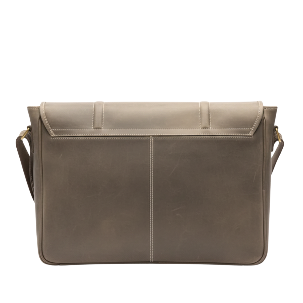 Men's brown leather laptop messenger bag