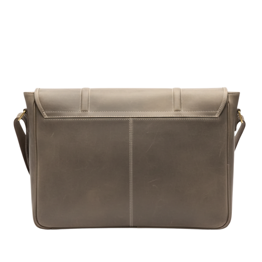 Men's brown leather laptop messenger bag