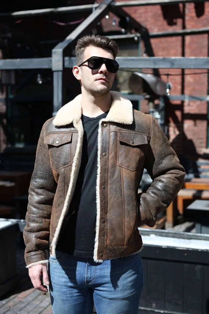 Kevin's Vintage trucker style shearling jacket
