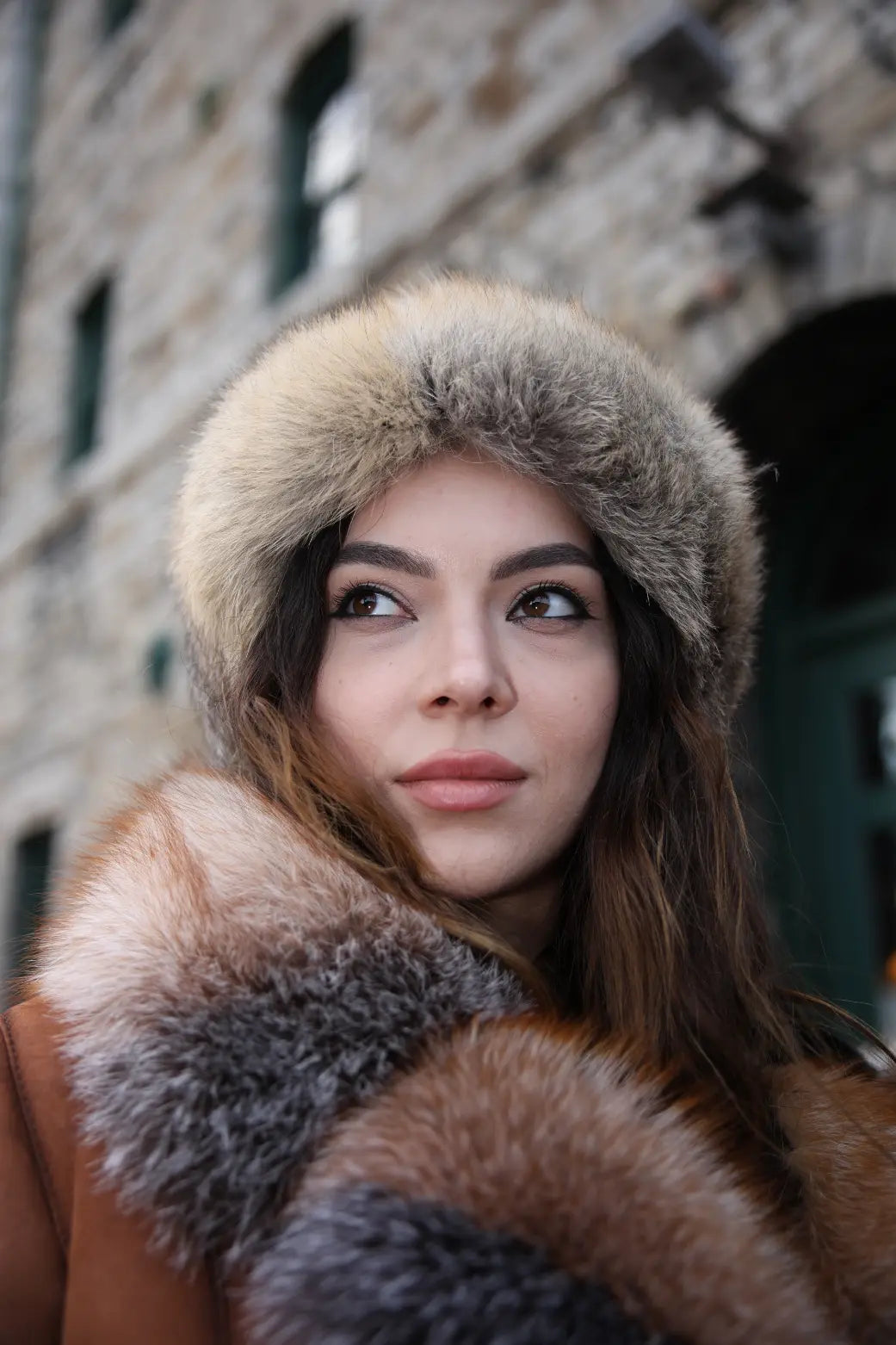 Natural fox fur headband