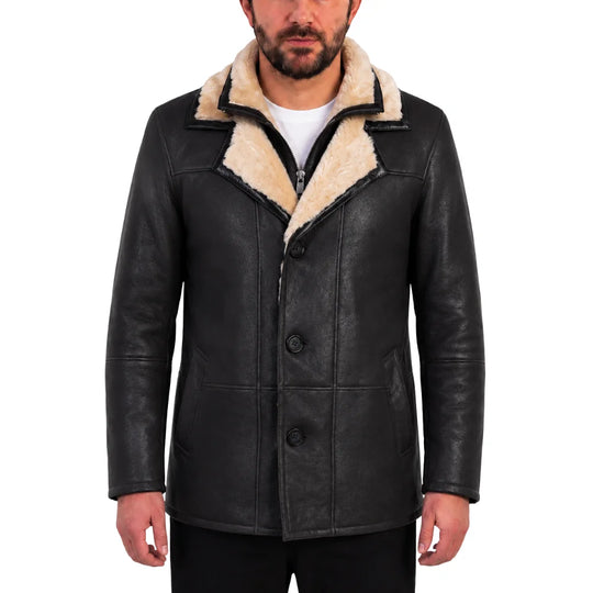 Alex's brown shearling driving coat