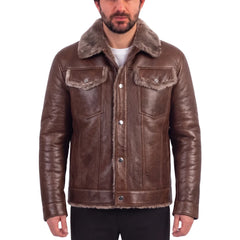 Dashiell brown trucker shearling jacket