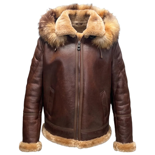 Felix Brown bomber jacket with hoodie
