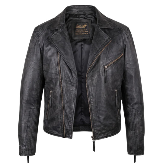 Men's Radom Black Leather Biker Jacket
