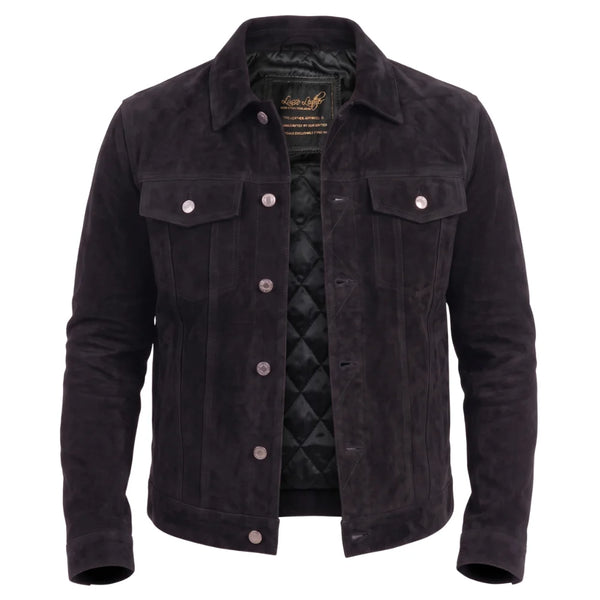 Hart's black suede trucker leather shirt