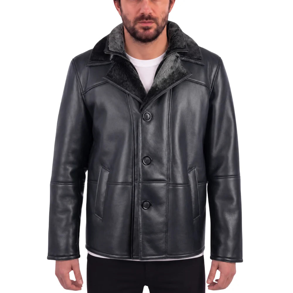 Alex's Black Shearling Driving Coat