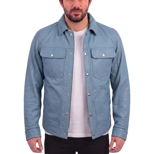 Sky blue suede shirt