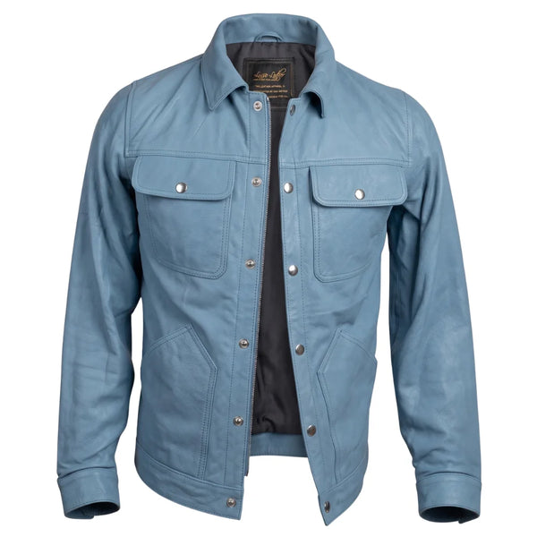 Sky blue suede shirt