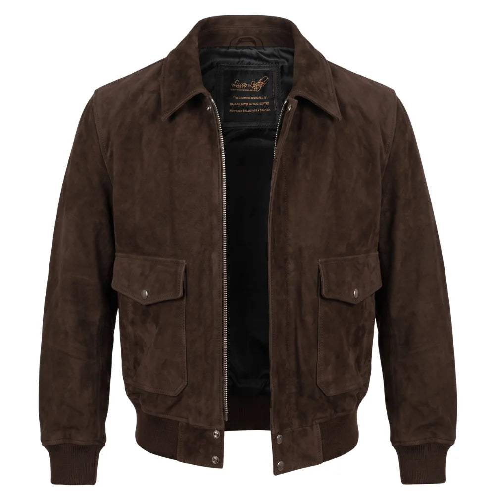 Bernard's Dark Brown Bomber Style Leather Jacket