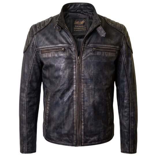 Hendrix's Distressed Leather Jacket with collar belt