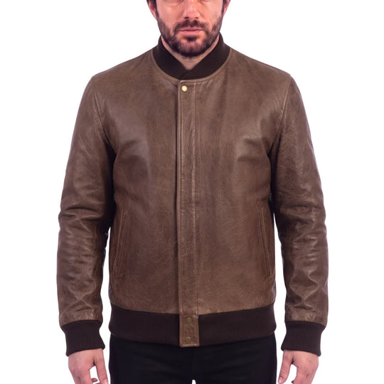 Levi Brown Oiled leather Bomber jacket