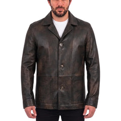 Parker vintage style brown leather jacket