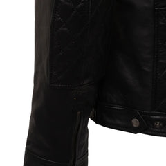 Welsh's moto style leather jacket with diamond stitching details