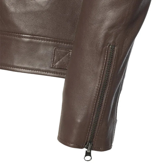 Brown leather jacket with collars